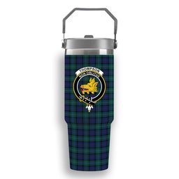 ScotsTee Shop Scottish Thompson Modern Crest Tartan Flip Straw Tumbler 20oz 30oz