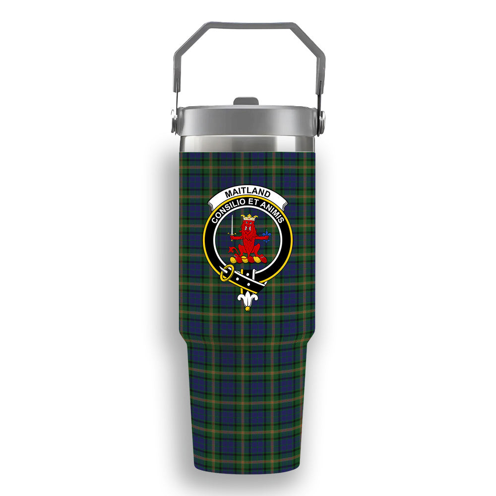 ScotsTee Shop Scottish Maitland Crest Tartan Flip Straw Tumbler 20oz 30oz