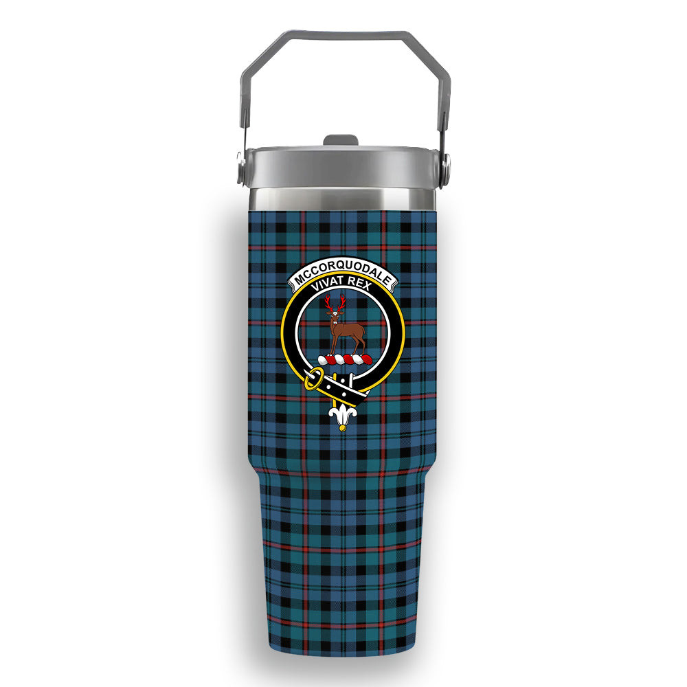 ScotsTee Shop Scottish McCorquodale Ancient Crest Tartan Flip Straw Tumbler 20oz 30oz