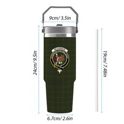 ScotsTee Shop Scottish McKinnon Hunting Crest Tartan Flip Straw Tumbler 20oz 30oz