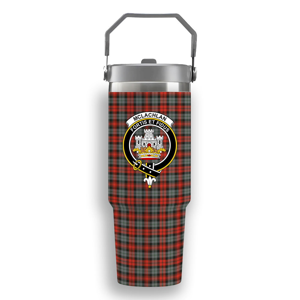 ScotsTee Shop Scottish McLachlan Weathered Crest Tartan Flip Straw Tumbler 20oz 30oz