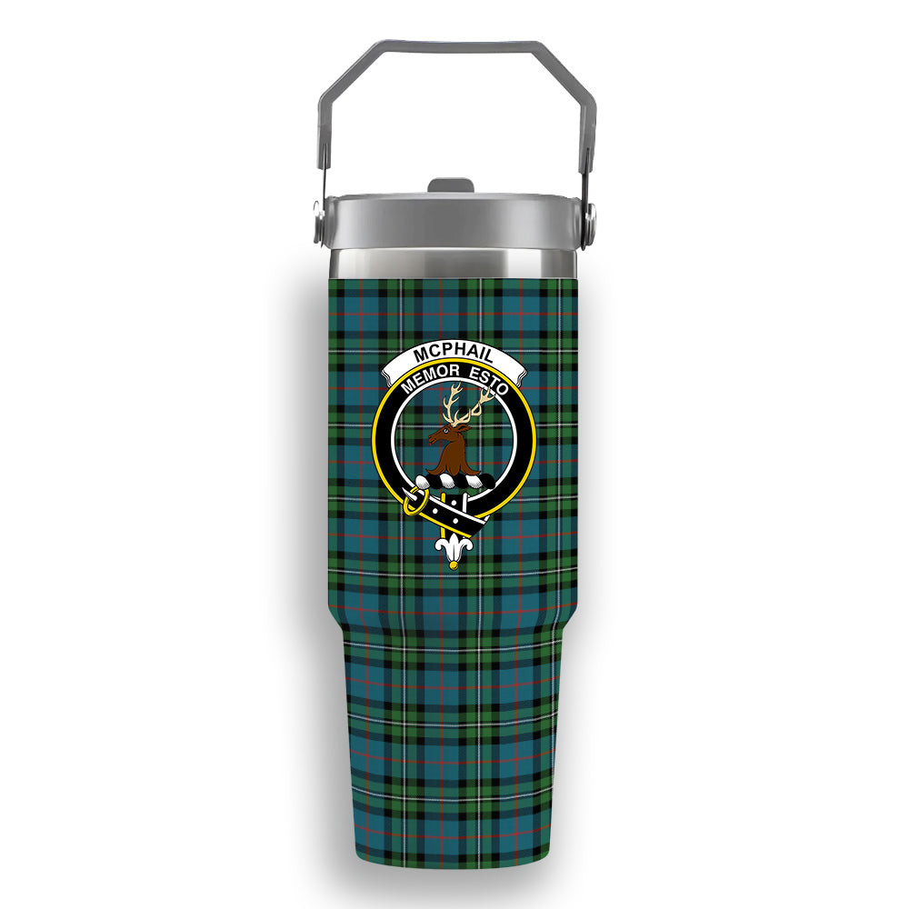 ScotsTee Shop Scottish McPhail Hunting Ancient Crest Tartan Flip Straw Tumbler 20oz 30oz