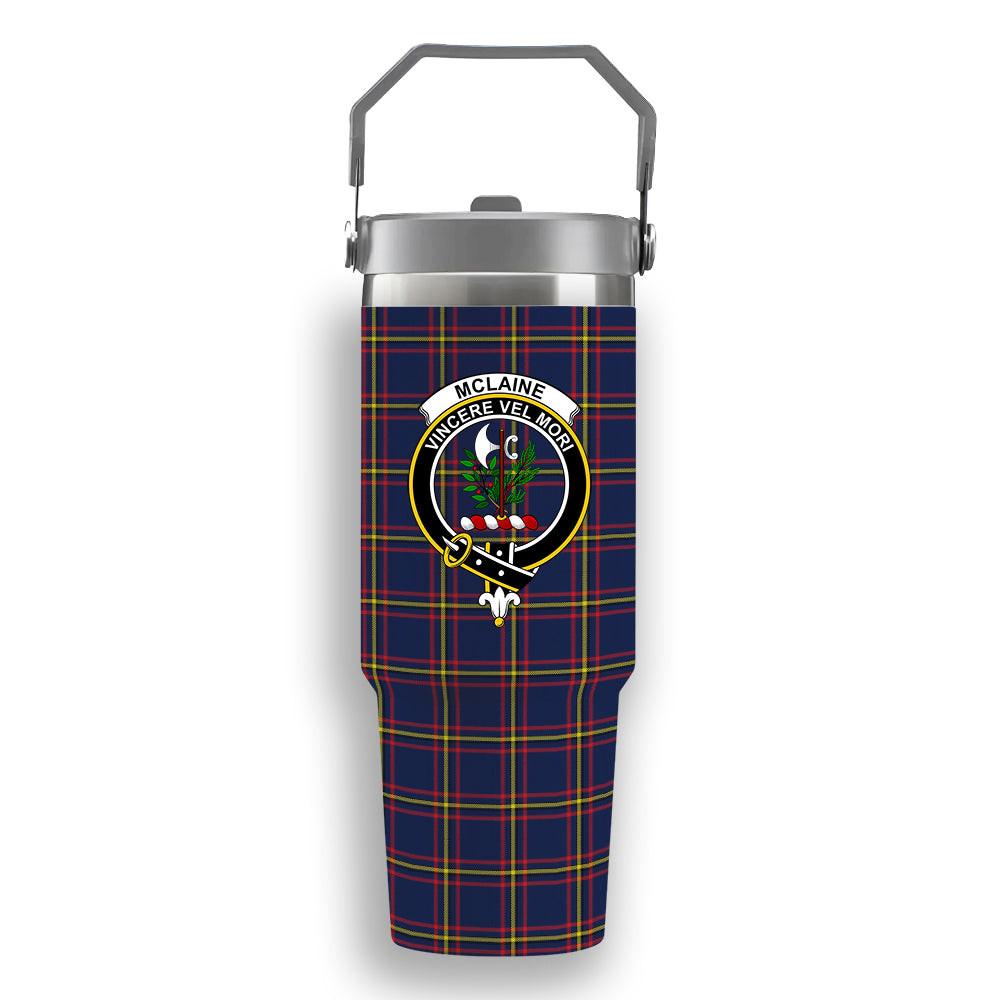 ScotsTee Shop Scottish McLaine of Lochbuie Hunting Modern Crest Tartan Flip Straw Tumbler 20oz 30oz