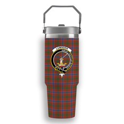 ScotsTee Shop Scottish Lumsden Waistcoat Ancient Crest Tartan Flip Straw Tumbler 20oz 30oz