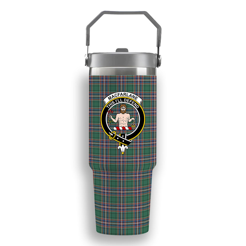 ScotsTee Shop Scottish MacFarlane Hunting Ancient Crest Tartan Flip Straw Tumbler 20oz 30oz