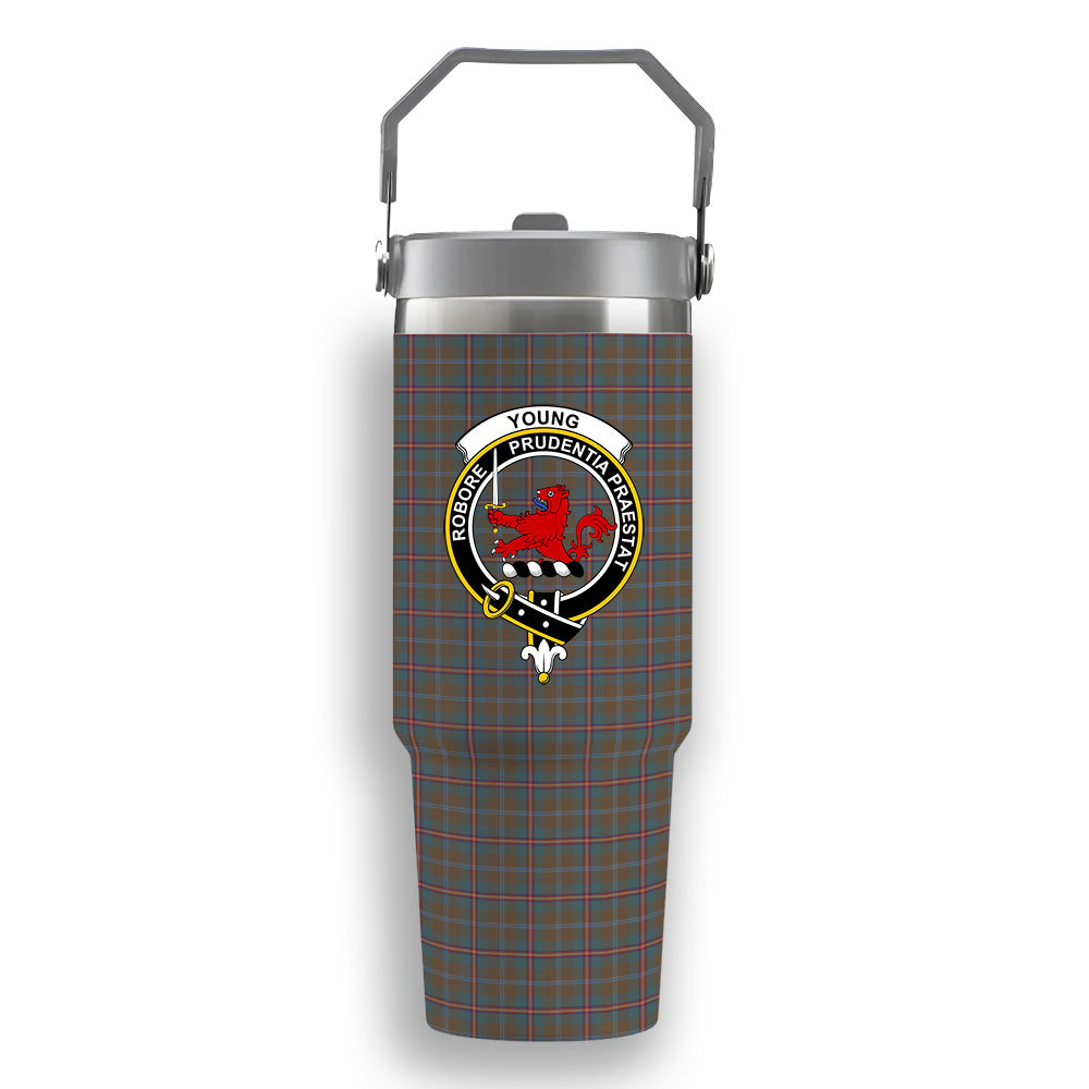 ScotsTee Shop Scottish Young Weathered Clan Crest Tartan Flip Straw Tumbler 20oz 30oz