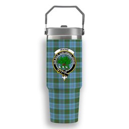ScotsTee Shop Scottish Irvine of Glentulchan Modern Crest Tartan Flip Straw Tumbler 20oz 30oz