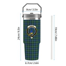 ScotsTee Shop Scottish Stirling Modern Crest Tartan Flip Straw Tumbler 20oz 30oz