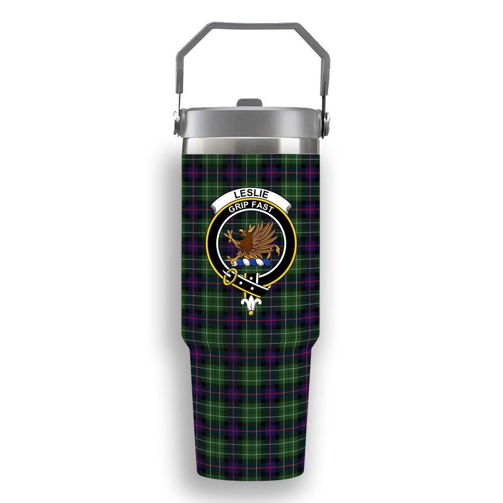ScotsTee Shop Scottish Leslie Hunting SC Crest Tartan Flip Straw Tumbler 20oz 30oz