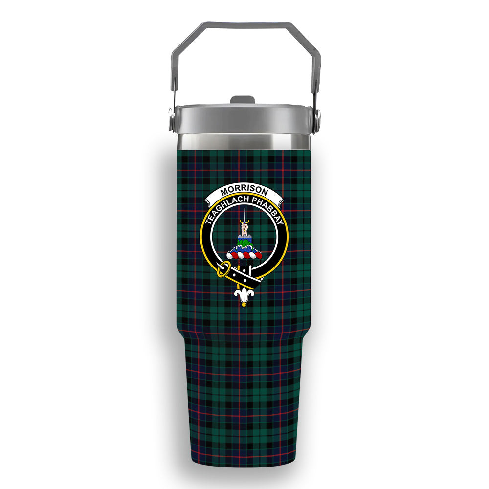 ScotsTee Shop Scottish Morrison Hunting Modern Crest Tartan Flip Straw Tumbler 20oz 30oz