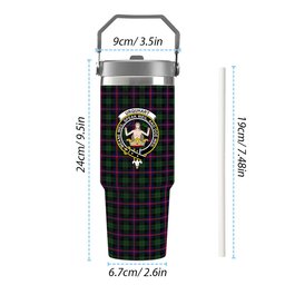 ScotsTee Shop Scottish Urquhart Modern Crest Tartan Flip Straw Tumbler 20oz 30oz