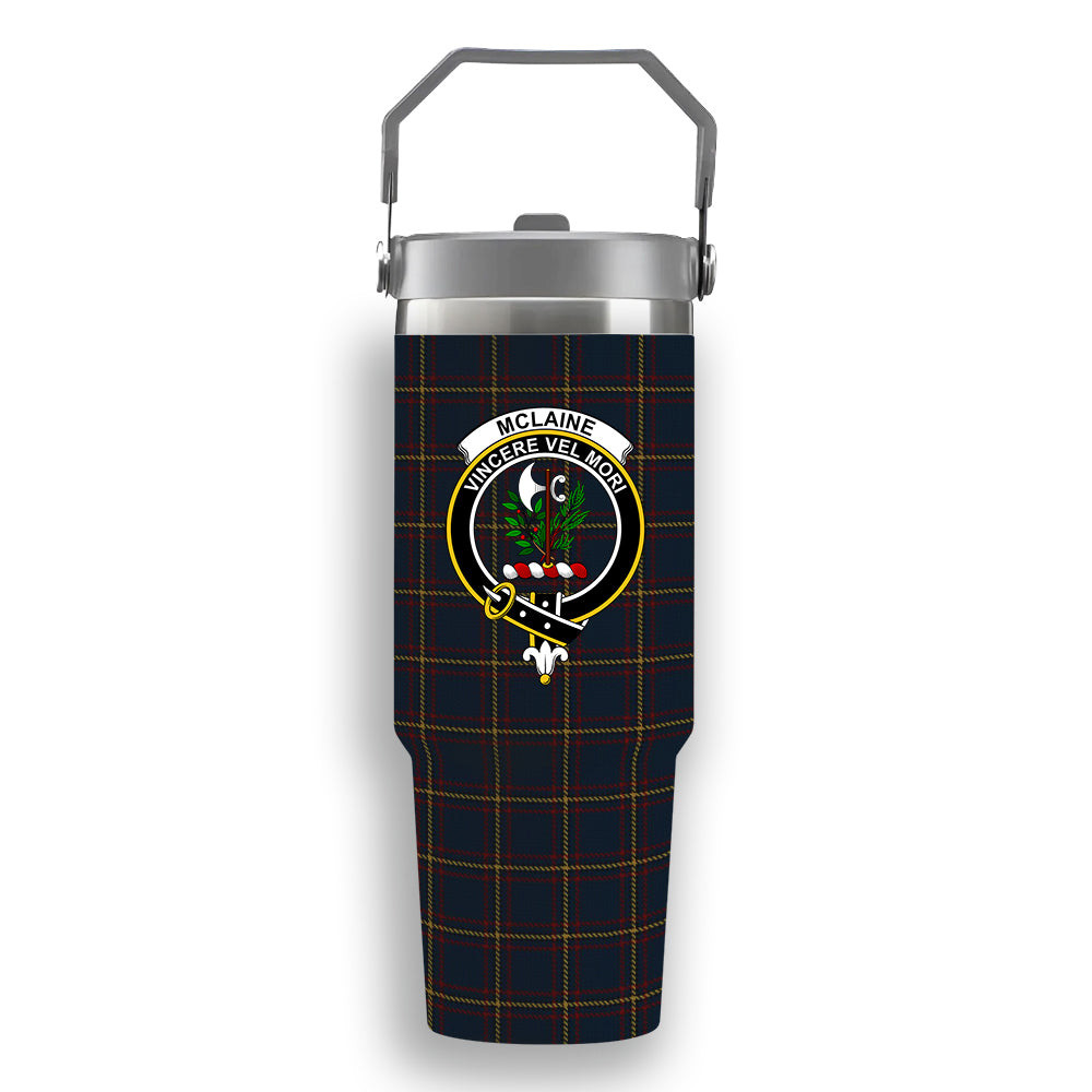 ScotsTee Shop Scottish McLaine of Lochbuie Hunting Crest Tartan Flip Straw Tumbler 20oz 30oz