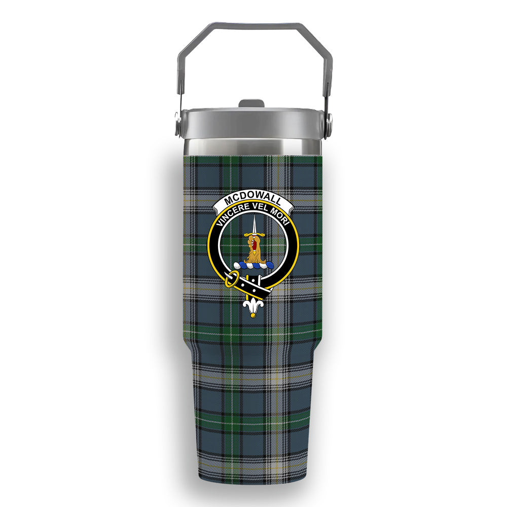 ScotsTee Shop Scottish McDowall Crest Tartan Flip Straw Tumbler 20oz 30oz