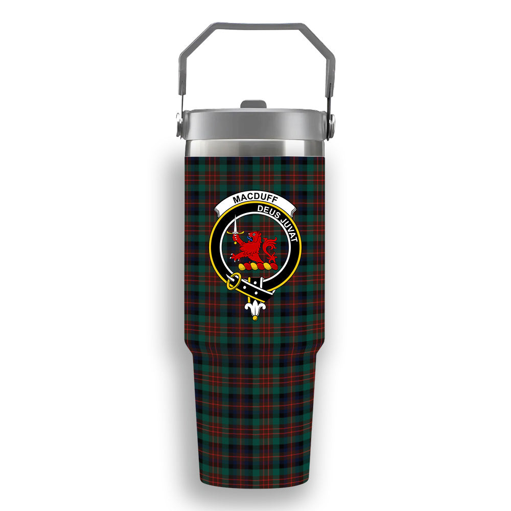 ScotsTee Shop Scottish MacDuff Hunting Modern Crest Tartan Flip Straw Tumbler 20oz 30oz