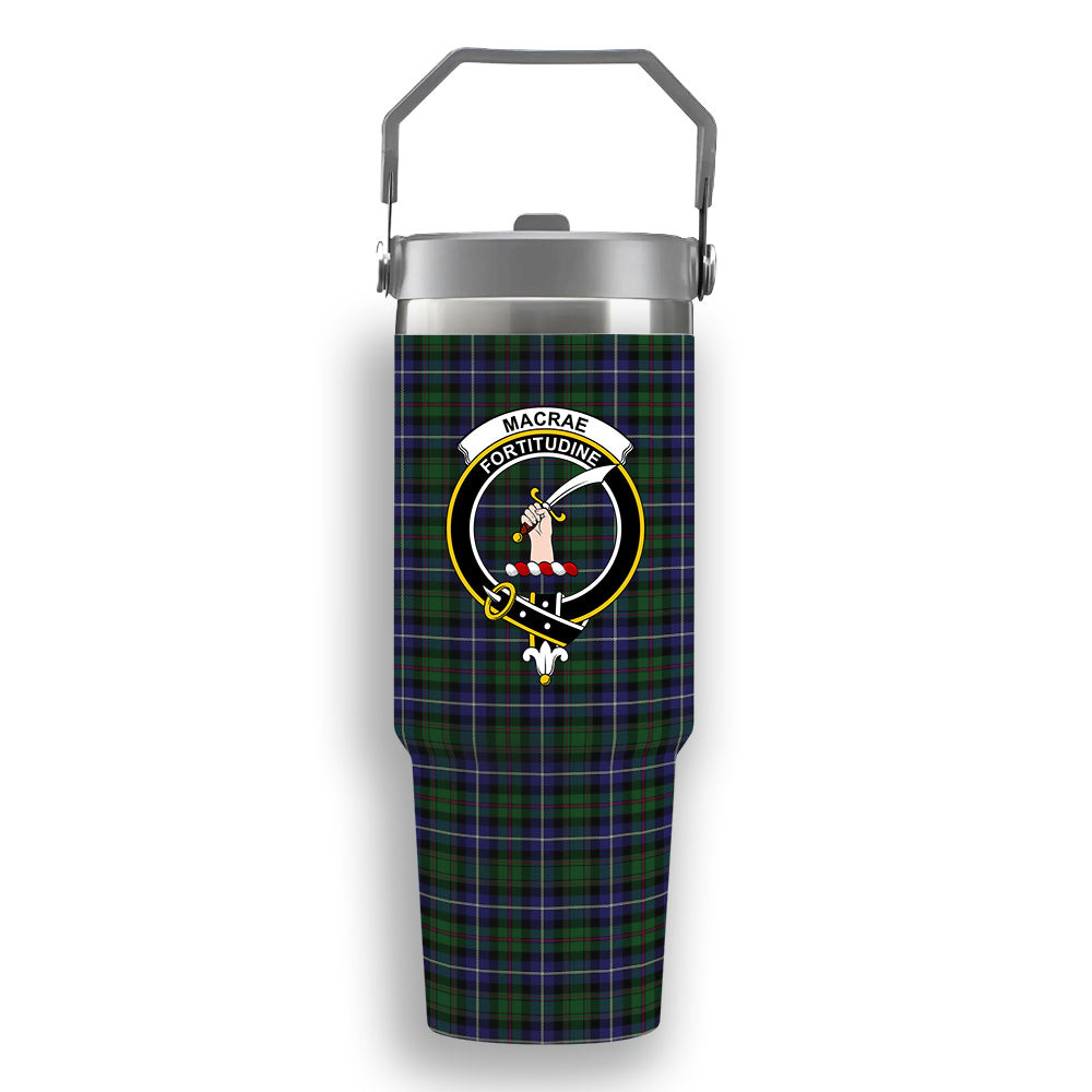 ScotsTee Shop Scottish MacRae Hunting Wilsons_ Crest Tartan Flip Straw Tumbler 20oz 30oz