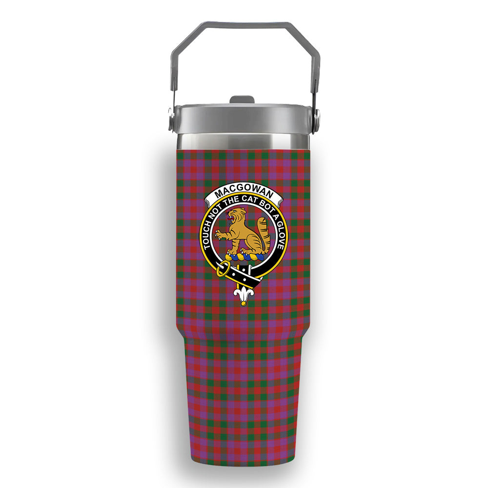 ScotsTee Shop Scottish MacGowan Portrait Ancient Crest Tartan Flip Straw Tumbler 20oz 30oz