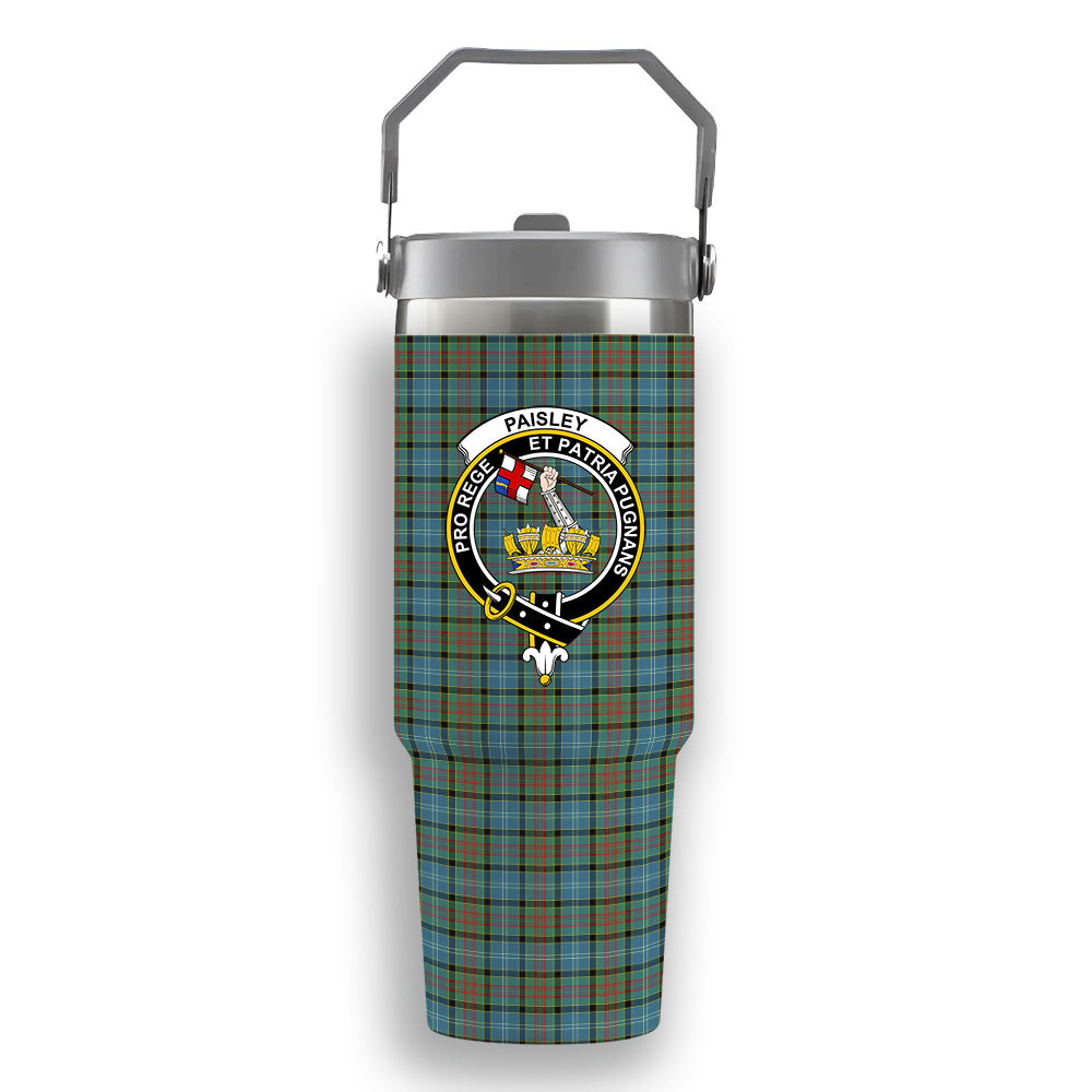 ScotsTee Shop Scottish Paisley District Crest Tartan Flip Straw Tumbler 20oz 30oz
