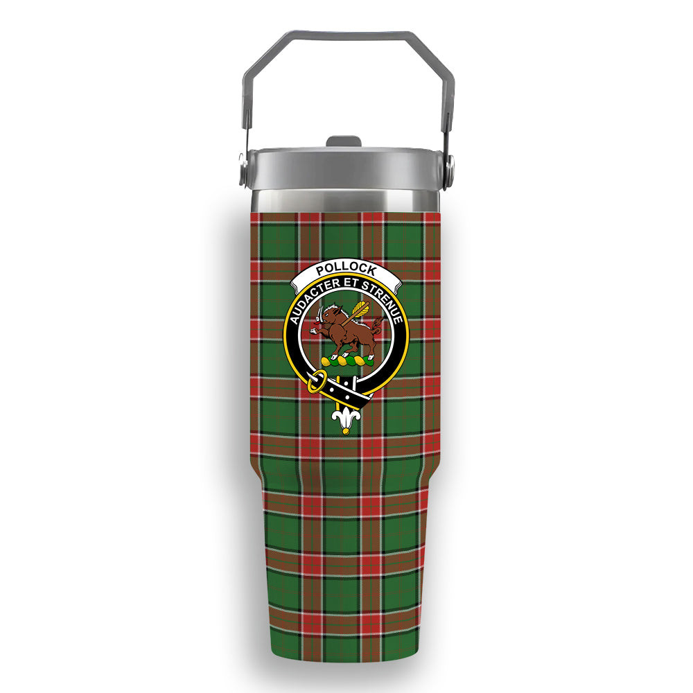 ScotsTee Shop Scottish Pollock Ancient Crest Tartan Flip Straw Tumbler 20oz 30oz