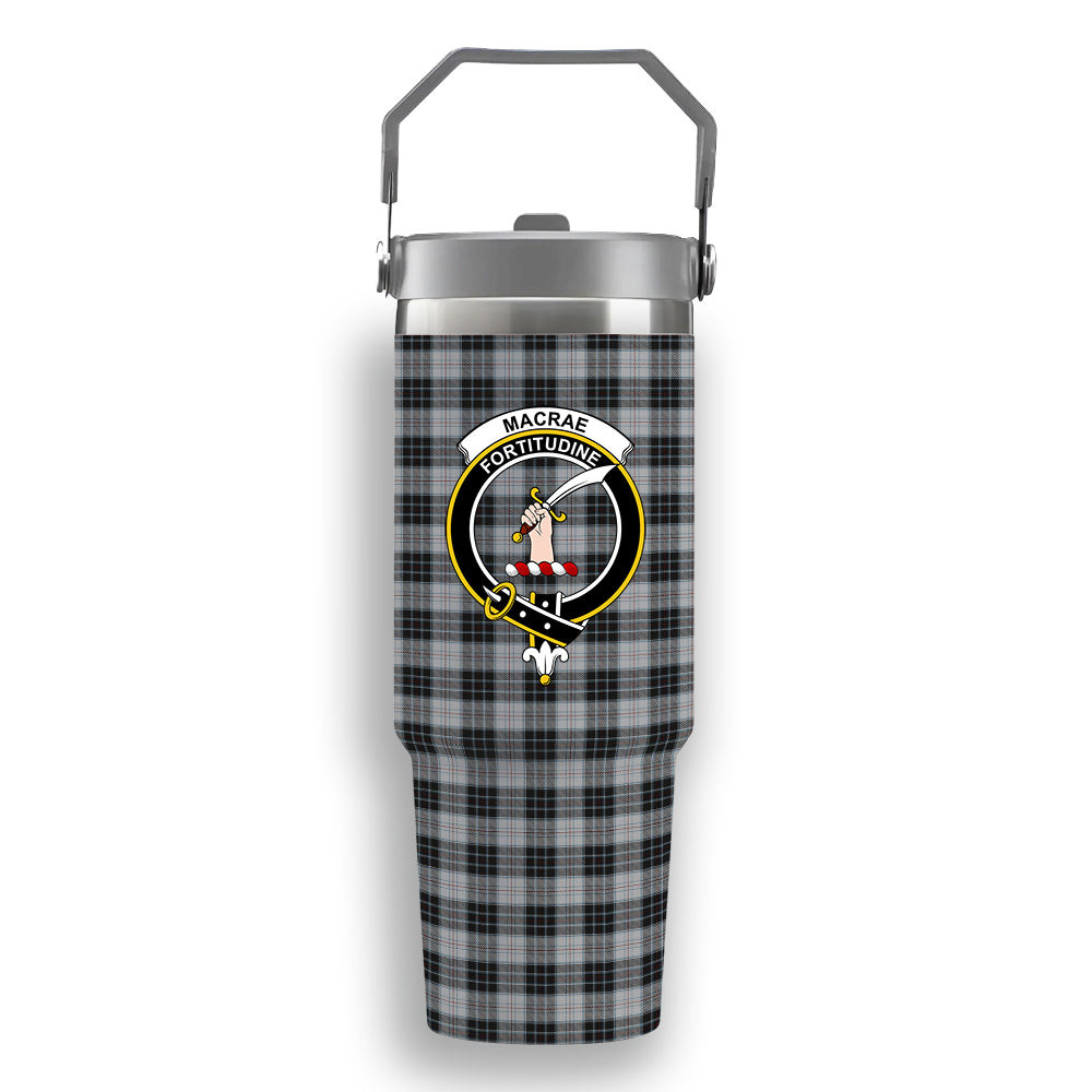 ScotsTee Shop Scottish MacRae Dress Crest Tartan Flip Straw Tumbler 20oz 30oz