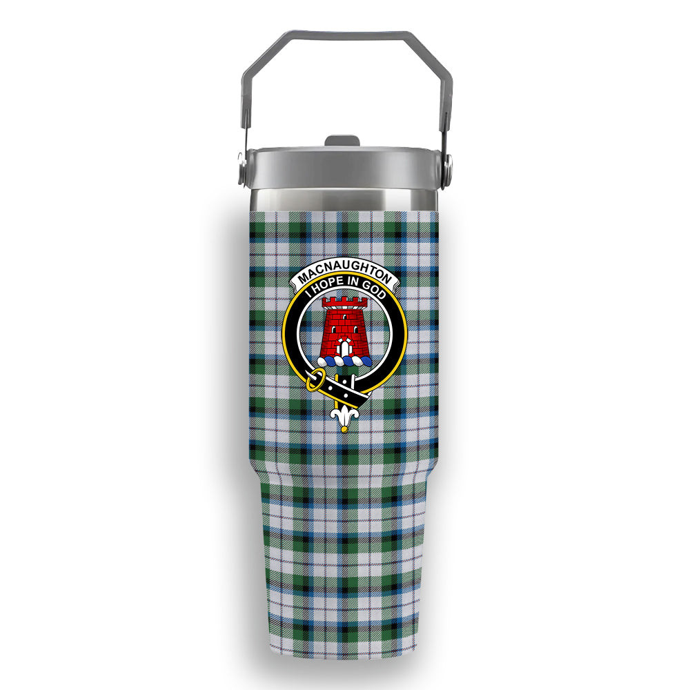 ScotsTee Shop Scottish MacNaughton Dress Ancient Crest Tartan Flip Straw Tumbler 20oz 30oz