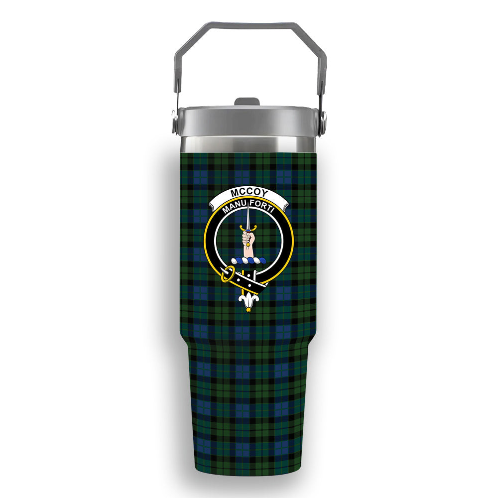 ScotsTee Shop Scottish McCoy Crest Tartan Flip Straw Tumbler 20oz 30oz