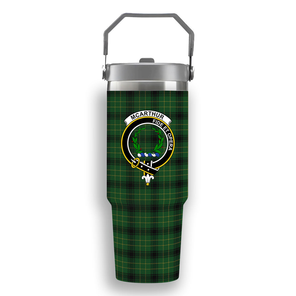 ScotsTee Shop Scottish McArthur Highland Crest Tartan Flip Straw Tumbler 20oz 30oz