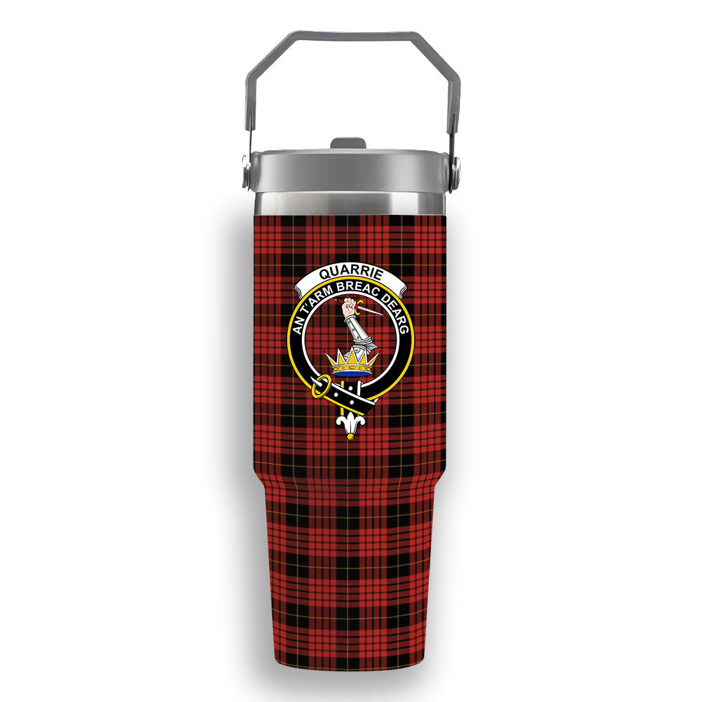 ScotsTee Shop Scottish Quarrie Ancient Crest Tartan Flip Straw Tumbler 20oz 30oz