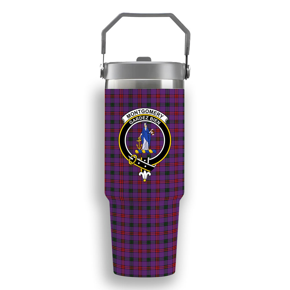 ScotsTee Shop Scottish Montgomery Modern Crest Tartan Flip Straw Tumbler 20oz 30oz