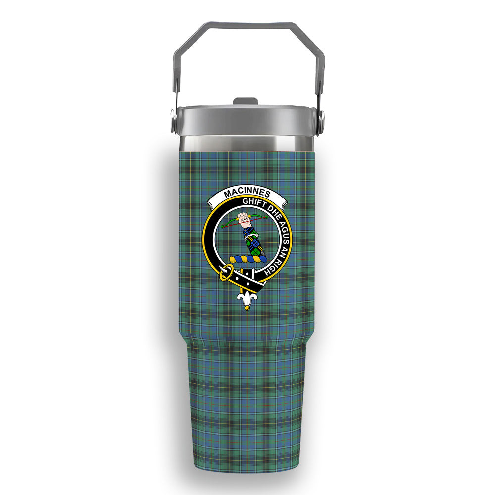 ScotsTee Shop Scottish MacInnes Ancient Crest Tartan Flip Straw Tumbler 20oz 30oz