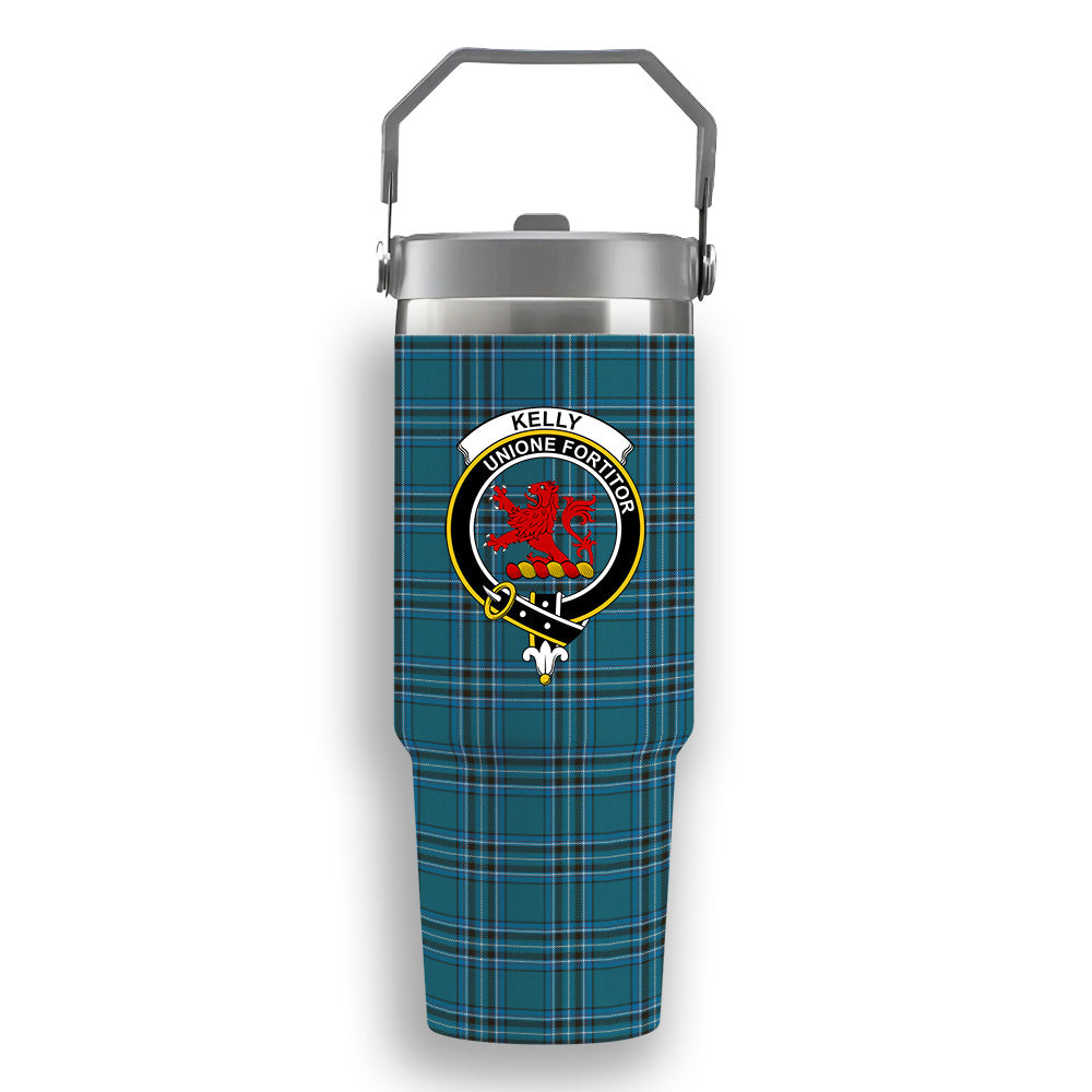 ScotsTee Shop Scottish Kelly Dress Modern Crest Tartan Flip Straw Tumbler 20oz 30oz