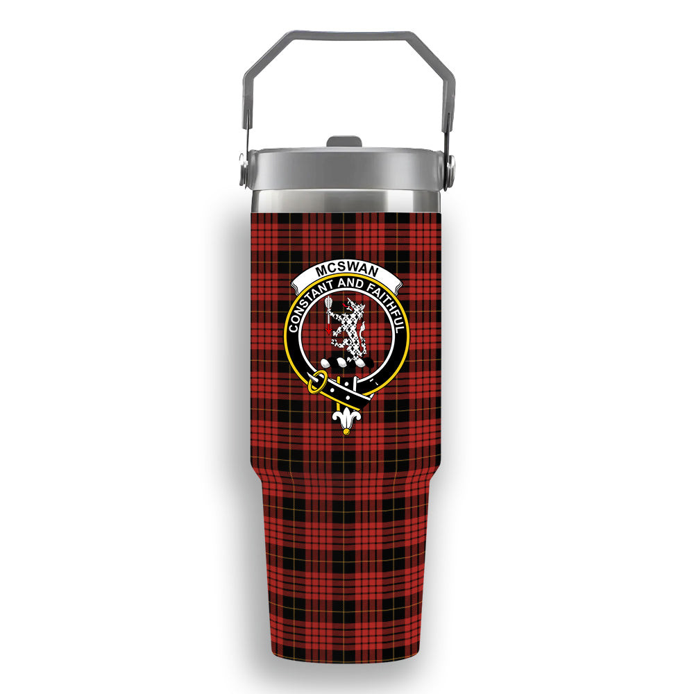 ScotsTee Shop Scottish McSwan Ancient Crest Tartan Flip Straw Tumbler 20oz 30oz