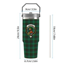 ScotsTee Shop Scottish MacAlpin Ancient Crest Tartan Flip Straw Tumbler 20oz 30oz