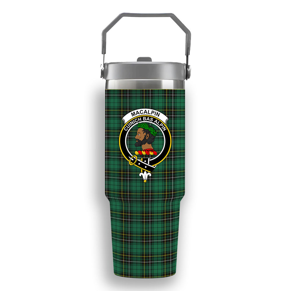 ScotsTee Shop Scottish MacAlpin Ancient Crest Tartan Flip Straw Tumbler 20oz 30oz