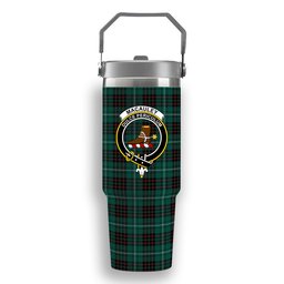 ScotsTee Shop Scottish MacAuley of Lewis Modern Crest Tartan Flip Straw Tumbler 20oz 30oz