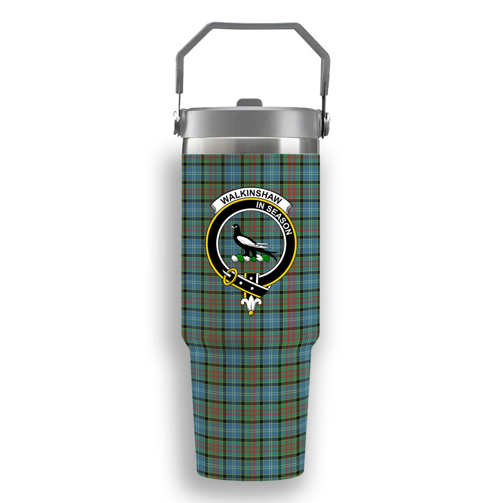 ScotsTee Shop Scottish Walkinshaw Crest Tartan Flip Straw Tumbler 20oz 30oz