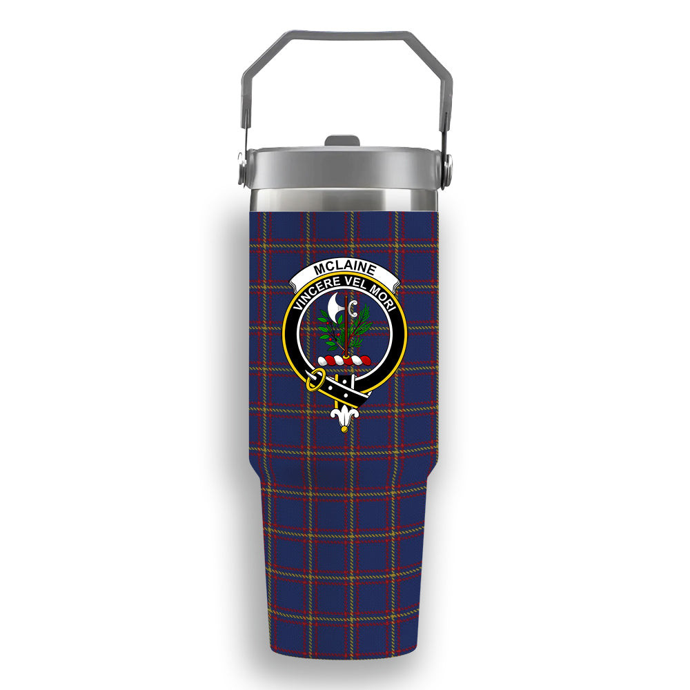 ScotsTee Shop Scottish McLaine of Lochbuie Crest Tartan Flip Straw Tumbler 20oz 30oz