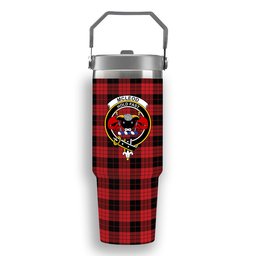ScotsTee Shop Scottish McLeod Black and Red Modern Crest Tartan Flip Straw Tumbler 20oz 30oz