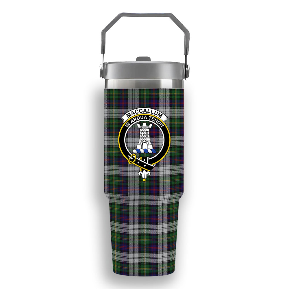 ScotsTee Shop Scottish MacCallum Dress - TD Crest Tartan Flip Straw Tumbler 20oz 30oz
