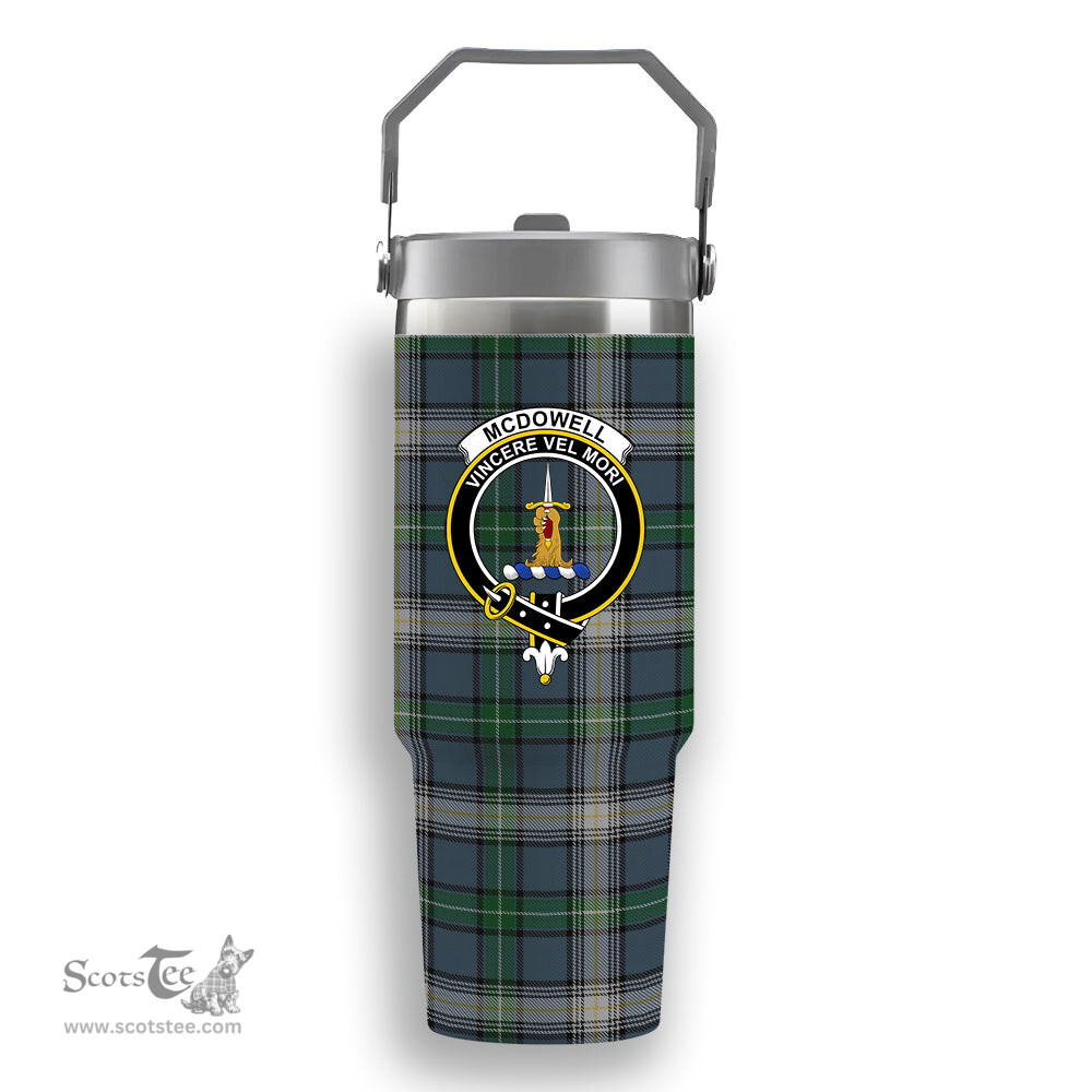 ScotsTee Shop Scottish McDowell Crest Tartan Flip Straw Tumbler 20oz 30oz