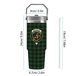 ScotsTee Shop Scottish MacAulay of Lewis Crest Tartan Flip Straw Tumbler 20oz 30oz