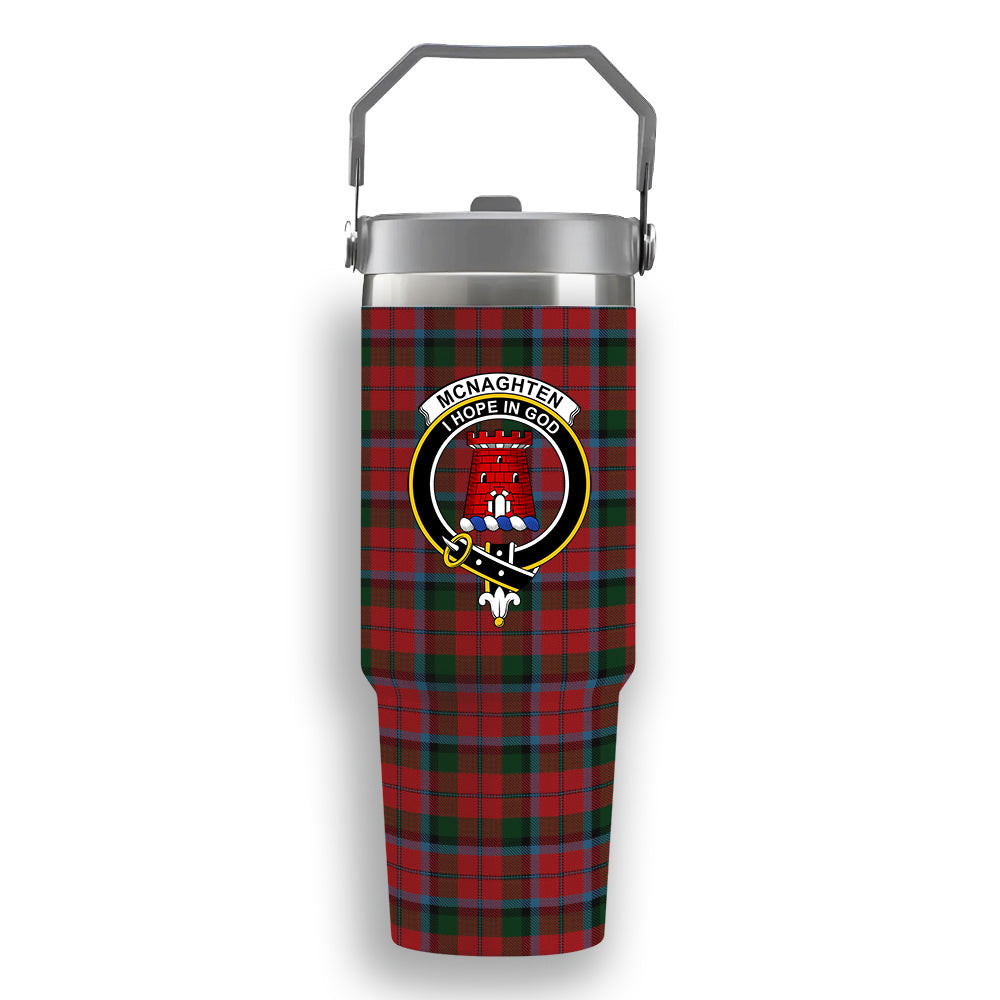 ScotsTee Shop Scottish Mcnaghten Crest Tartan Flip Straw Tumbler 20oz 30oz