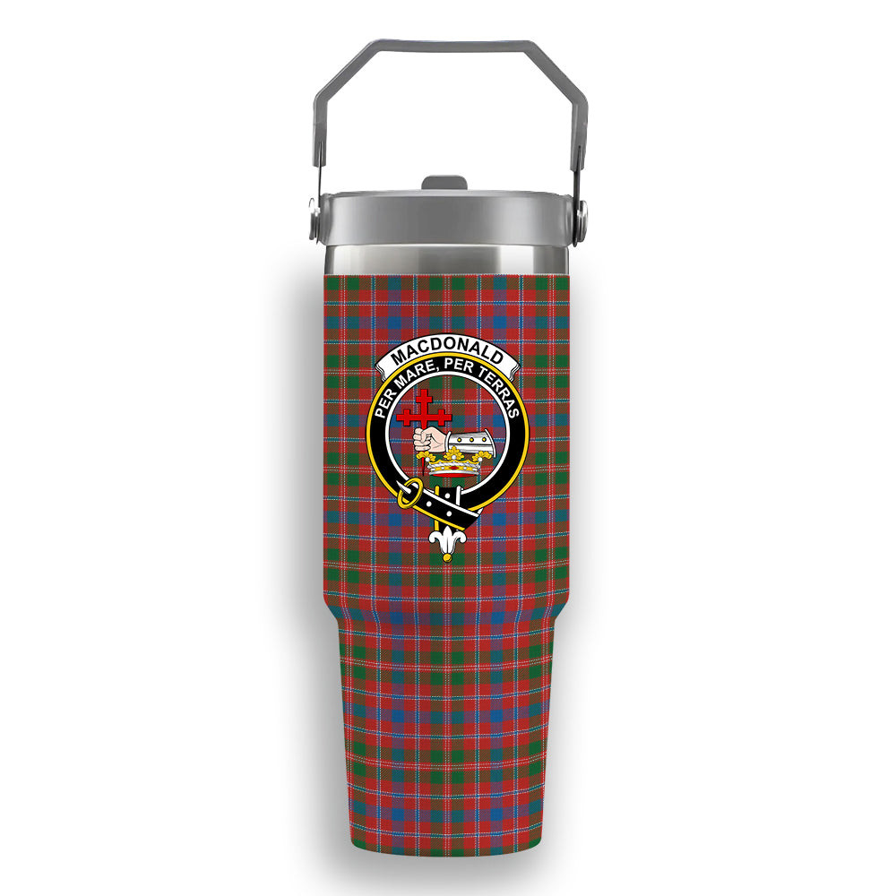 ScotsTee Shop Scottish MacDonald of Glenaladale Ancient Crest Tartan Flip Straw Tumbler 20oz 30oz