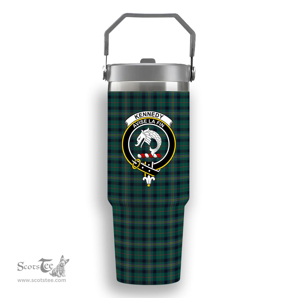 ScotsTee Shop Scottish Kennedy Modern Clan Crest Tartan Flip Straw Tumbler 20oz 30oz