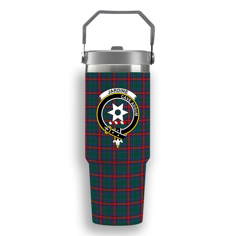 ScotsTee Shop Scottish Jardine Dress Modern Crest Tartan Flip Straw Tumbler 20oz 30oz