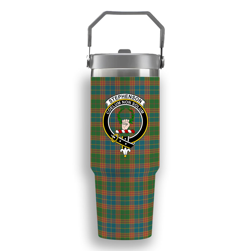 ScotsTee Shop Scottish Stephenson Old Ancient Crest Tartan Flip Straw Tumbler 20oz 30oz