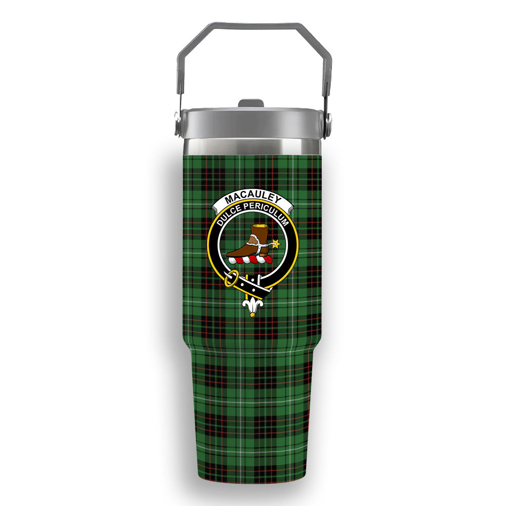 ScotsTee Shop Scottish MacAuley of Lewis Ancient Crest Tartan Flip Straw Tumbler 20oz 30oz