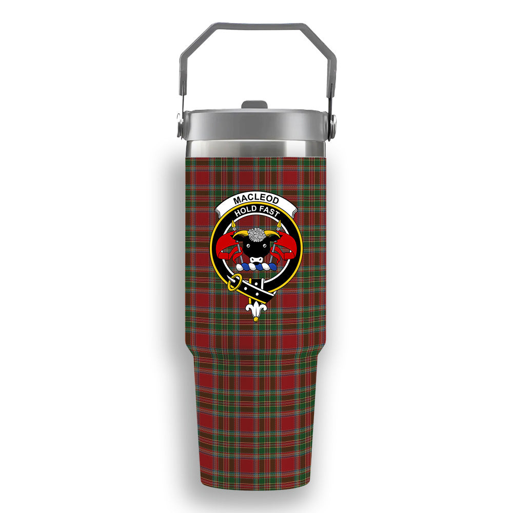 ScotsTee Shop Scottish MacLeod of Gesto 1 Crest Tartan Flip Straw Tumbler 20oz 30oz