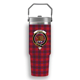 ScotsTee Shop Scottish Leslie Modern Crest Tartan Flip Straw Tumbler 20oz 30oz