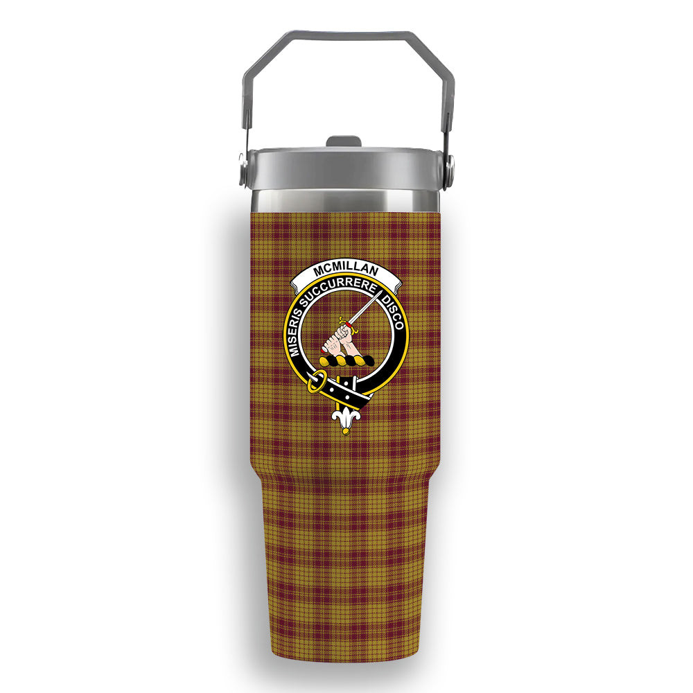 ScotsTee Shop Scottish McMillan Dress Crest Tartan Flip Straw Tumbler 20oz 30oz