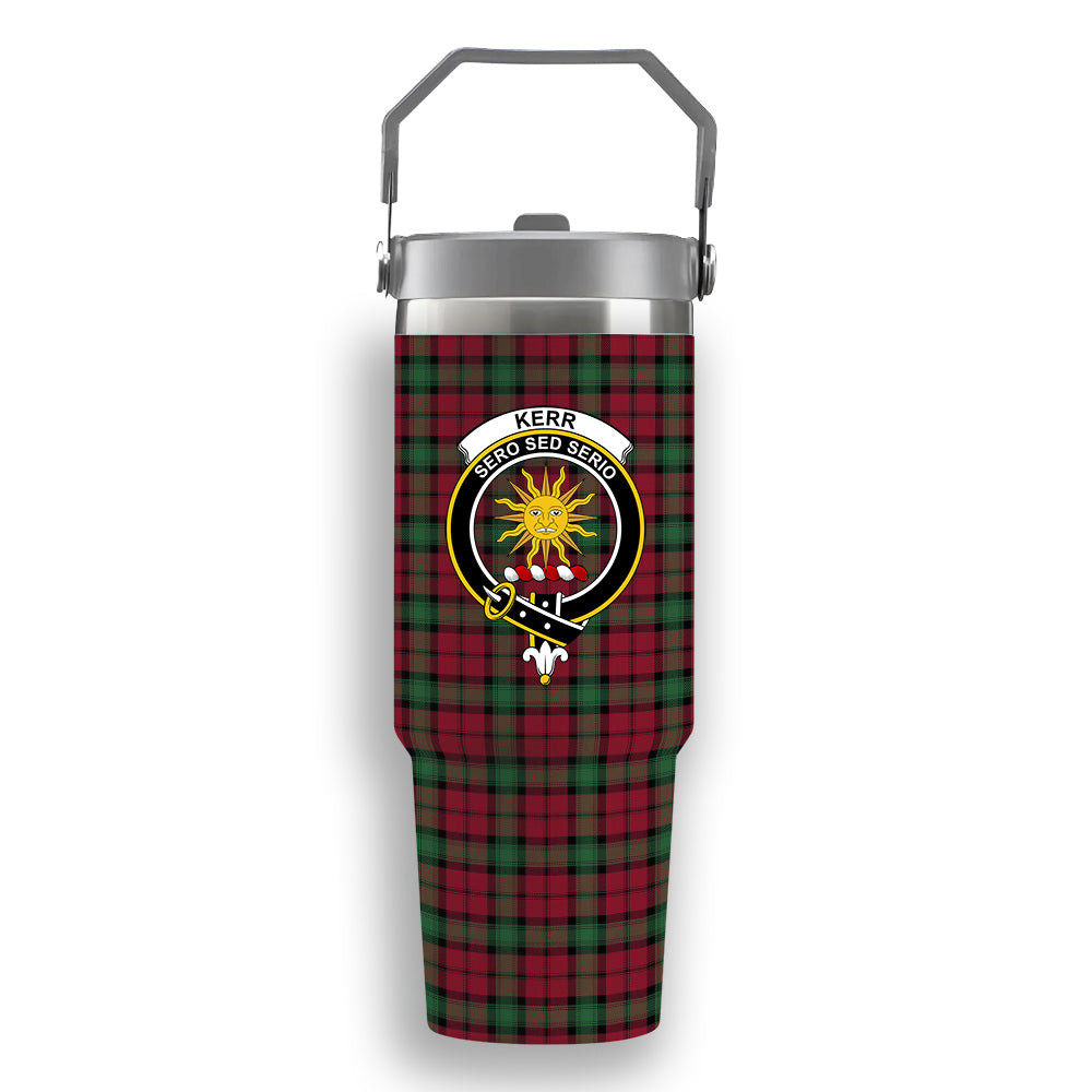ScotsTee Shop Scottish Kerr Modern Clan Crest Tartan Flip Straw Tumbler 20oz 30oz